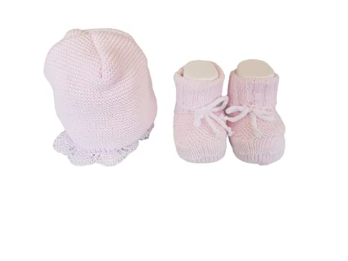 Cotone Set Scarpine + cappellino neonato e neonata ricamato - La Rocca - Home Shopping Italia 