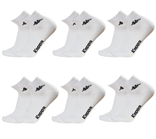 Kappa CONF. 6 PAIA CALZINO CORTO ALLA CAVIGLIA UNISEX - art. K004 in cotone. Disponibile nei colori Bianco, Nero, Blu e Grigio (39/41, Bianco) - Home Shopping Italia 