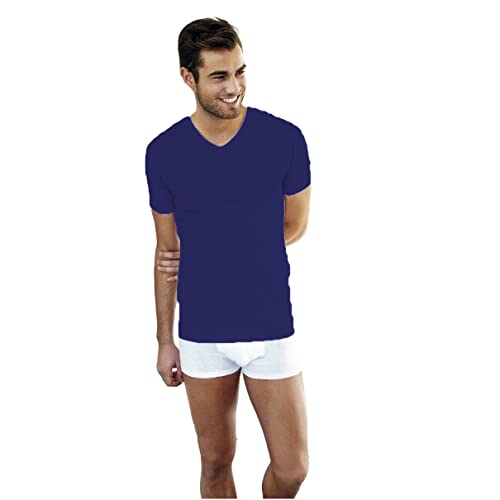 NOTTINGHAM 3 Pezzi Maglia Uomo Mezza Manica Scollo a V TV6103 in Cotone Jersey (Blu, 10/5XL) - Home Shopping Italia 