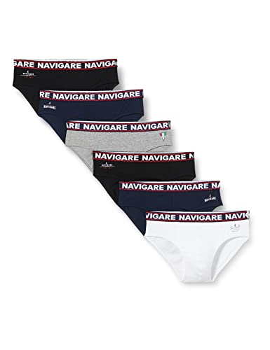 Navigare 324 Slip, Multicolore (Bianco/ Nero/Antracite/ Navi), X-Large (Taglia produttore:6), Pacco da 6, Uomo - Home Shopping Italia 