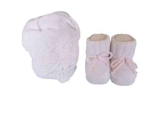 Cotone Set Scarpine + cappellino neonato e neonata ricamato - La Rocca - Home Shopping Italia 