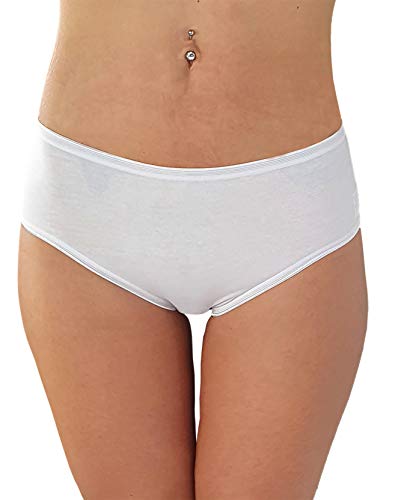 Cotonella Slip Midi Donna in Cotone Elasticizzato Art. 3940 - Confezione da 6 Pezzi - Colori Bianco E Nero - 6 Pezzi Bianco 3 - Home Shopping Italia 