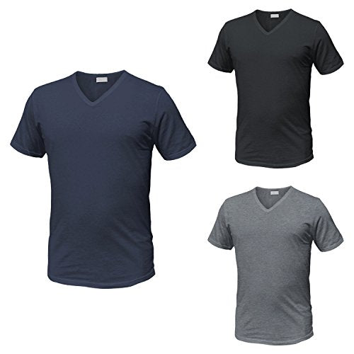 Enrico Coveri 3 t-Shirt Uomo Mezza Manica Scollo a V in Cotone Pettinato Art. ET1101 (Nero/Blu/Grigio, 6/XL) - Home Shopping Italia 