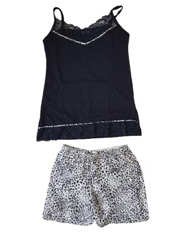 Exclusive Pigiama Corto Donna Due Pezzi Cotone Character Singolare (Nero (Pantaloncino Leopardato Art. P1313), L, One_Size) - Home Shopping Italia 
