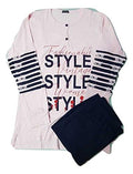Pigiama Lungo Cotone Serafino Due Pezzi Donna Art. P1191 - Home Shopping Italia 