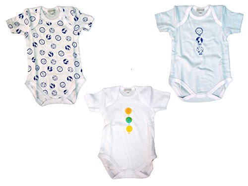 liabel 3 Body neonata/o Manica Corta 100% Cotone Art. 05832B/T1407 (Celeste, 1/3 Mesi) - Home Shopping Italia 