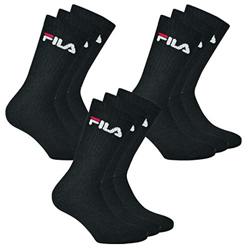 Fila 9 Coppia Calzini, Spugna Calzini da tennis con logo colorato, Unisex (3x pacco da 3) - Nero, 35-38 (3-5 UK) - Home Shopping Italia 