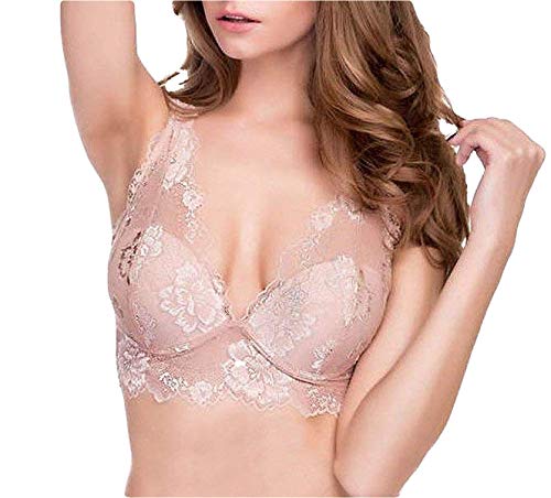LORMAR Bralette Donna con Ferretto Coppa B in Raffinato Pizzo con Coppe Push Up in Gel con Scollatura Profonda con Taglio Vela. Noisette Tg 3 - Home Shopping Italia 