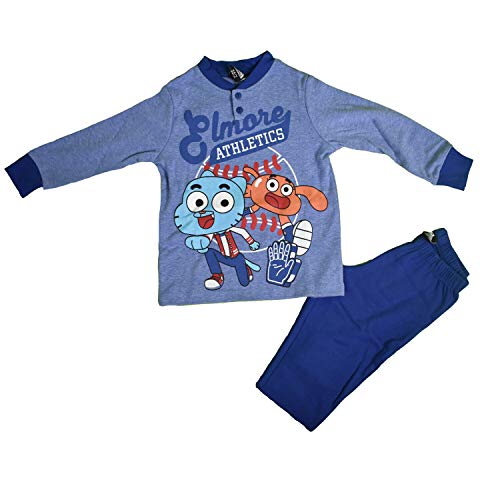 Pigiama Bambino Invernale Gumball, Pigiama Caldo Cotone, Pigiama Bambino Felpato, Disney, Marvel (5505 Azzurro, 5 Anni) - Home Shopping Italia 