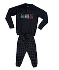 Pigiama Caldo Cotone Uomo in Due Pezzi Lungo Fantasia Motori - Oro Nero - Home Shopping Italia 