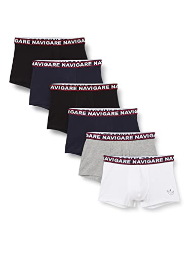 Navigare 322 (Pacco Da 6), Boxer Uomo, Multicolore (Bianco/Nero/Antracite/Navi), S confezione da 6 - Home Shopping Italia 