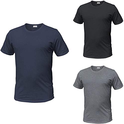 Enrico Coveri 3 t-Shirt Uomo Mezza Manica Girocollo Cotone bielatico Art ET1000 (3/S, Nero/Blu/Grigio) - Home Shopping Italia 