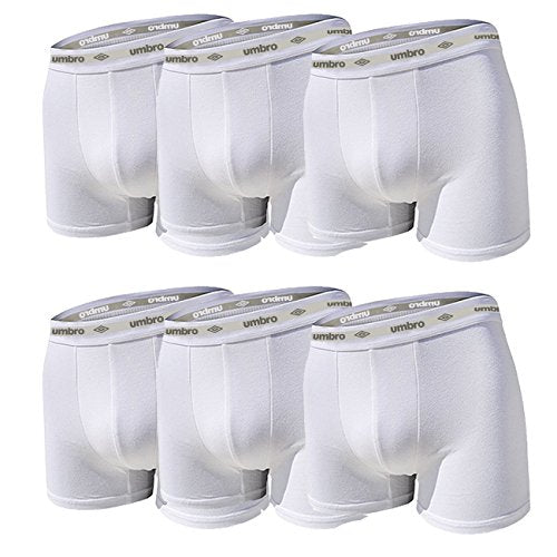 Umbro Set 6 Pezzi Boxer Uomo in Cotone Elasticizzato Art. 701 (Bianco, 7/XXL) - Home Shopping Italia 