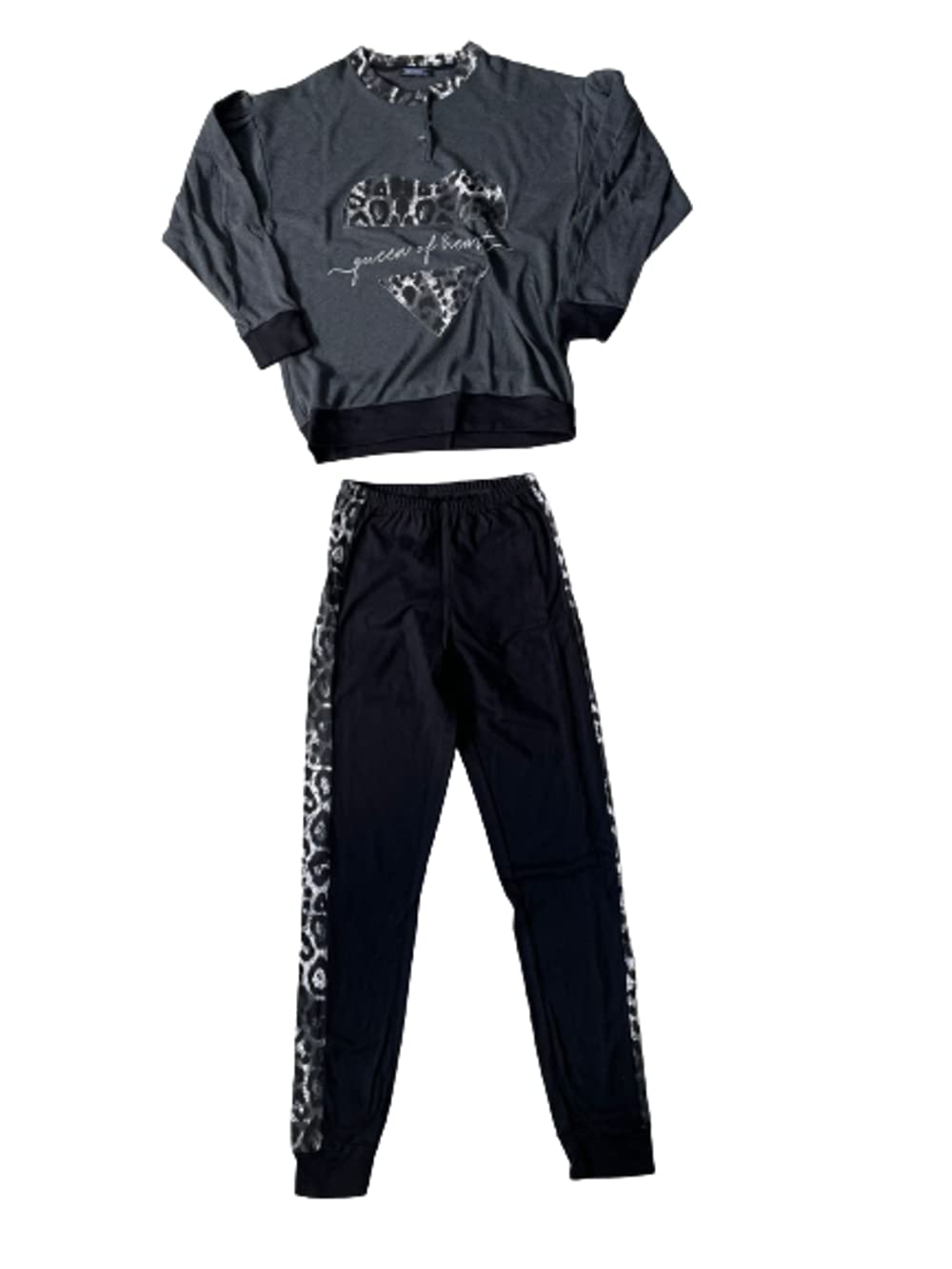 Caracter Pigiama Serafino Lungo Donna Due Pezzi Cotone Interlock Art. P1355 - Exclusive - Home Shopping Italia 