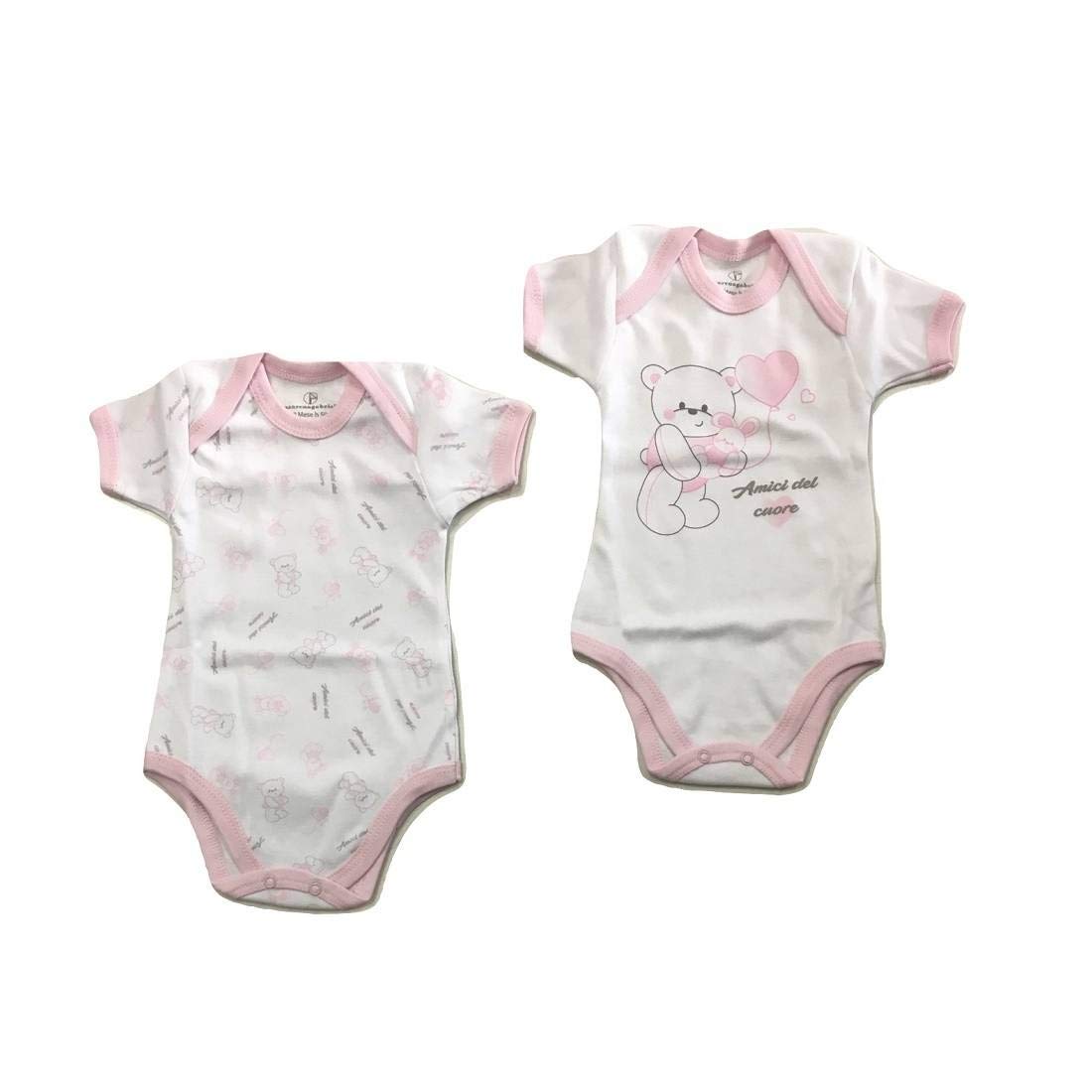 6 body da neonato neonata rosa celeste spalla larga mezza manica caldo cotone o cotone - Home Shopping Italia 