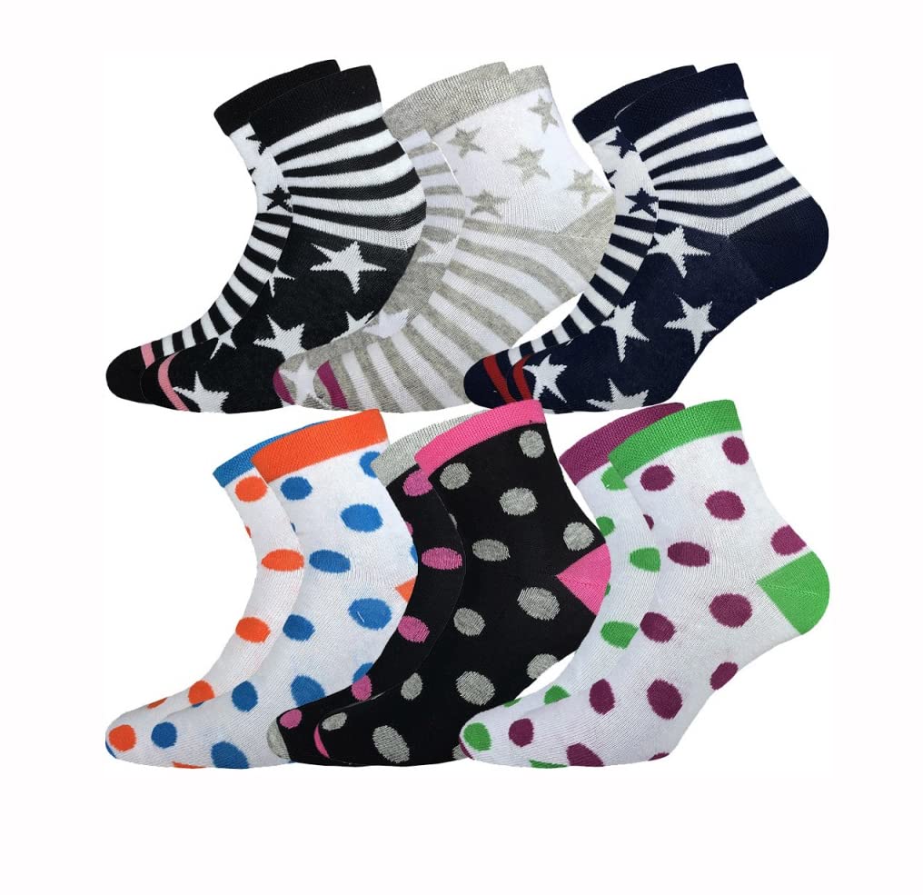 6 paia di calzini corti per bambino bambina ragazzo ragazza taglia 22-39 in cotone estivo ed invernale FANTASIE ASSORTITE - Home Shopping Italia 