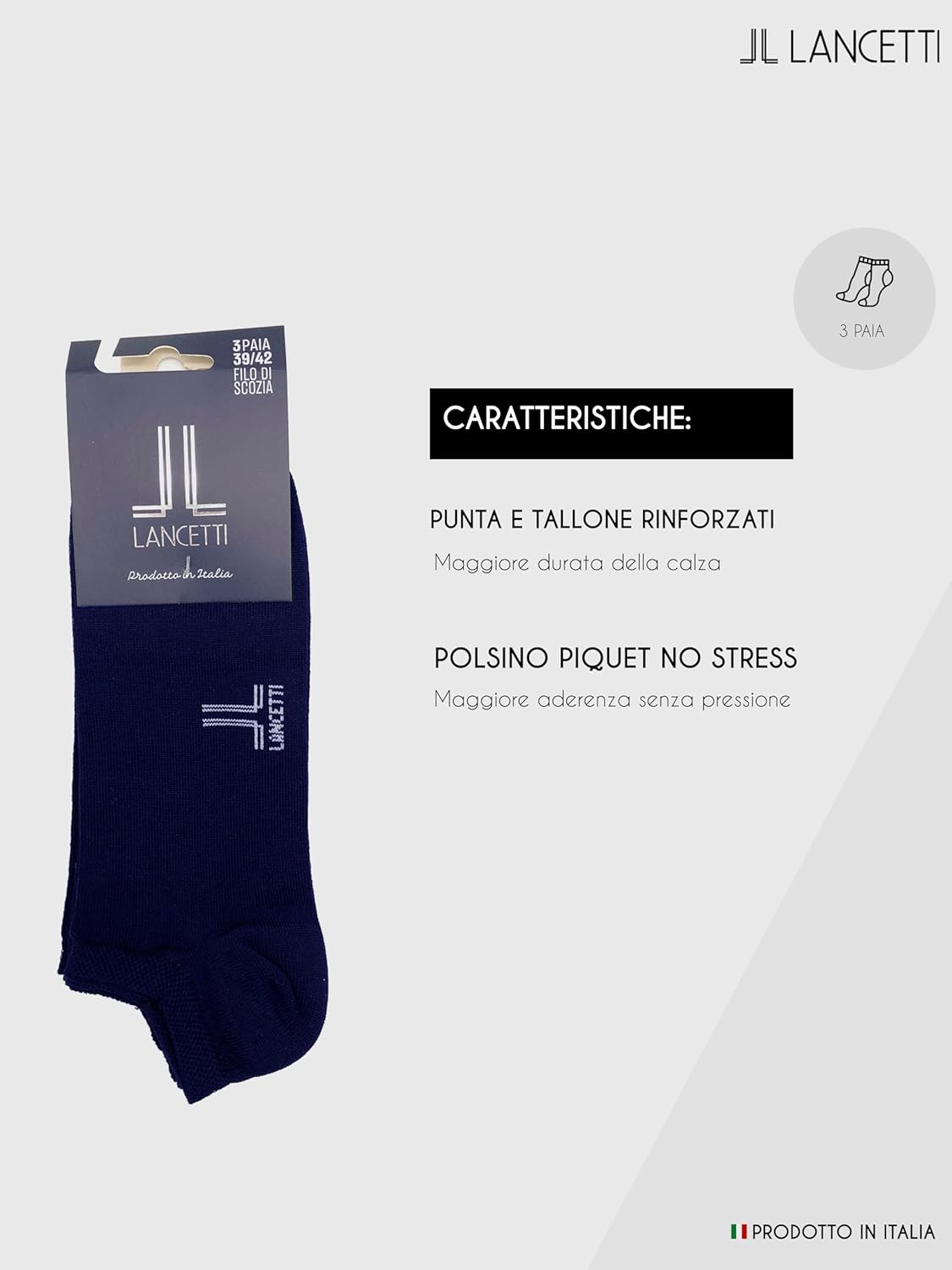 LANCETTI - 6 Paia Calzini Corti Sneaker per Uomo o Donna, Fantasmini in Cotone Filo di Scozia - Home Shopping Italia 