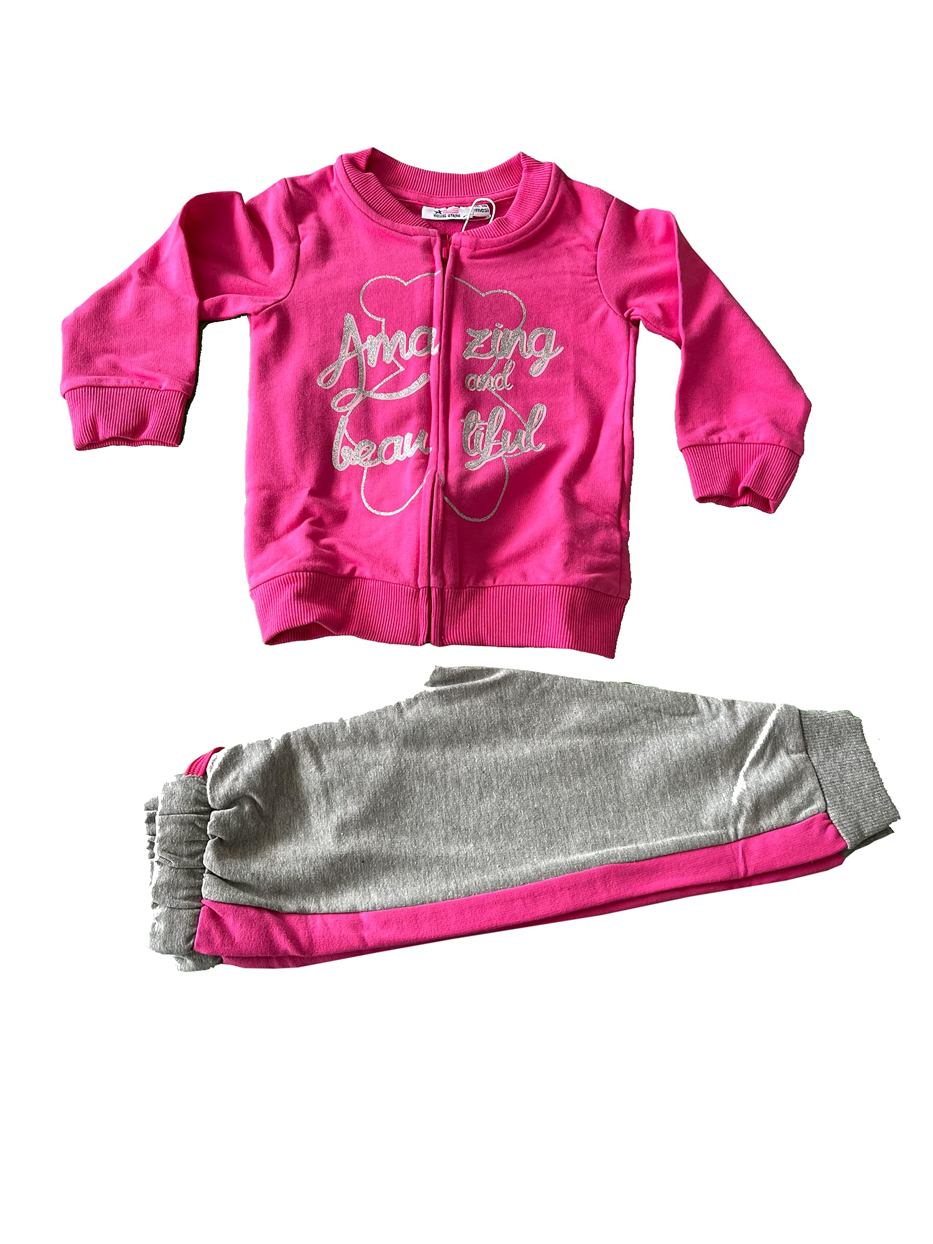 Tuta in felpa di cotone due pezzi neonato neonata - Young stars sportswear - Home Shopping Italia 